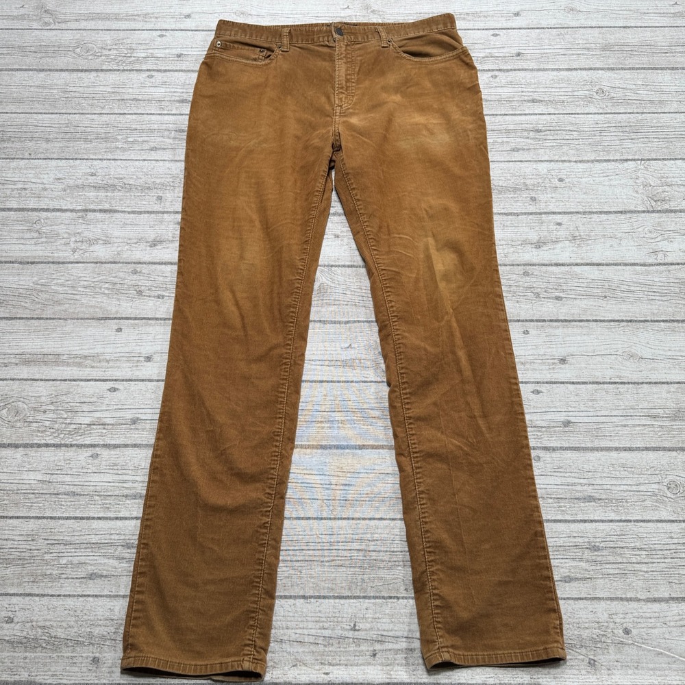 Gap Corduroy Pants Men's 34x34 Brown Slim Fit Straight Leg Mid Rise Preppy Retro